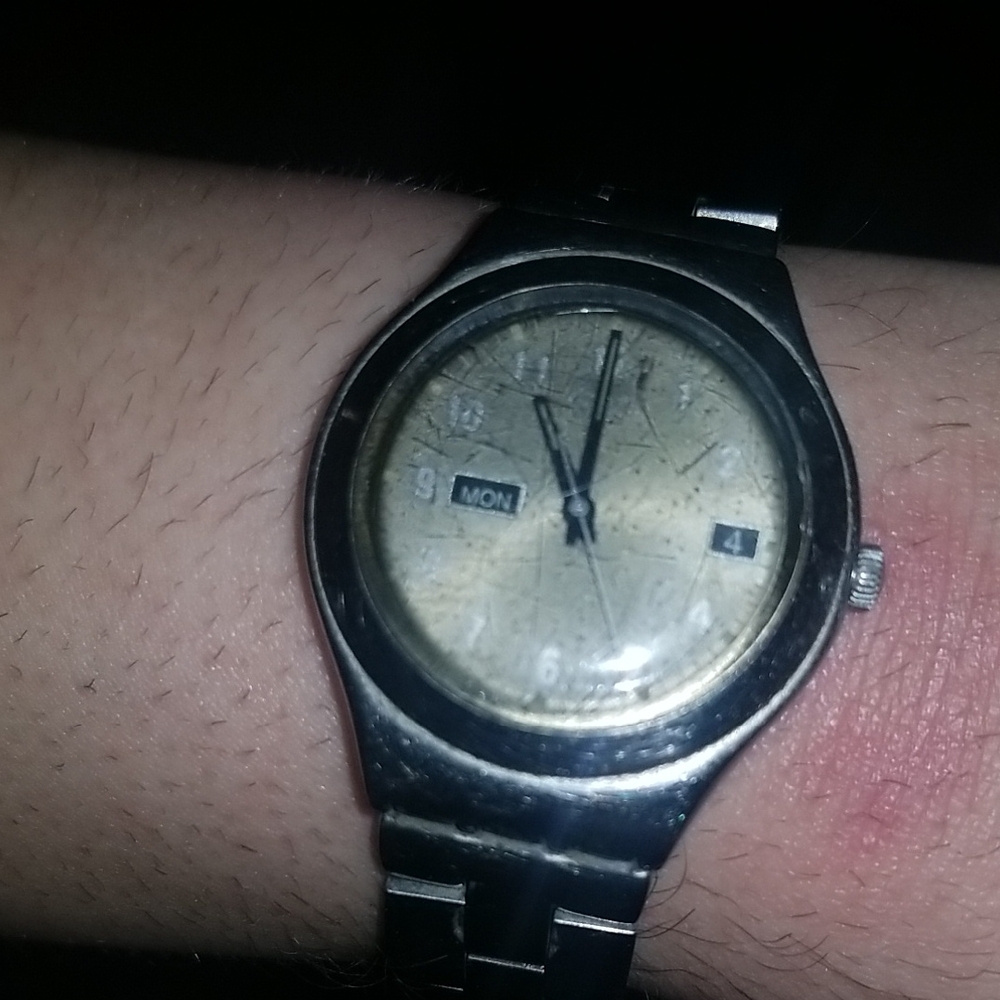 SWATCH IRONY VINTAGE DAY DATE STAINLESS SWISSWATCH